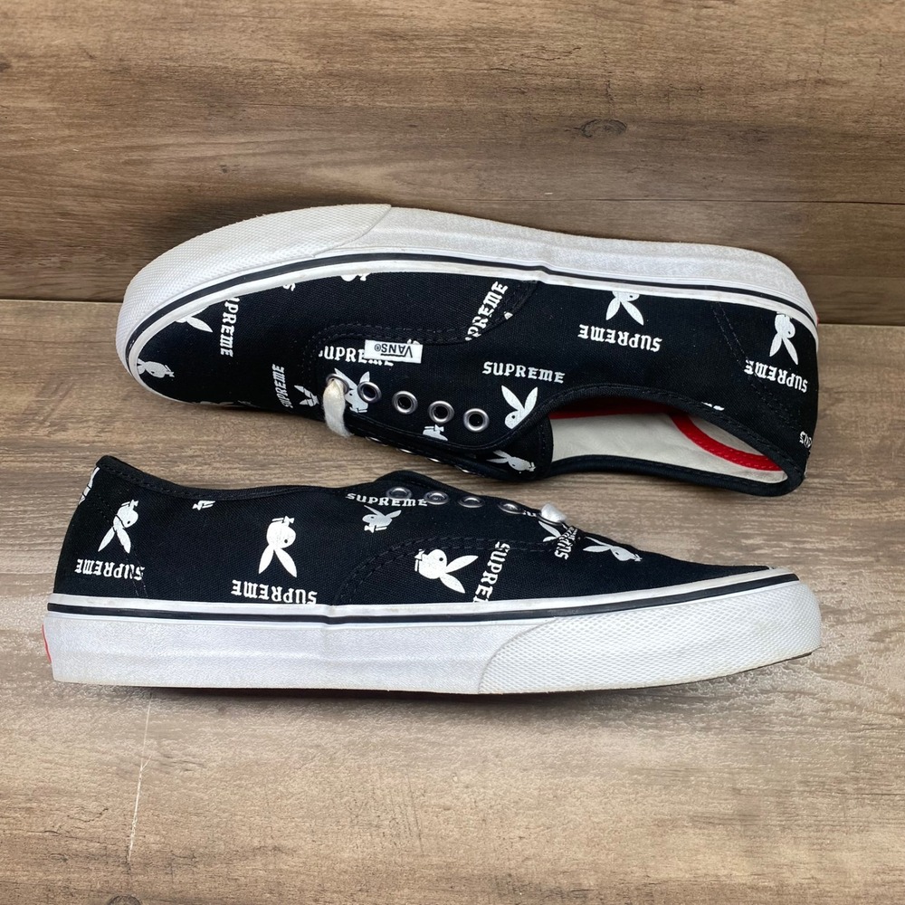 Rare Supreme Playboy Vans Authentic Pro Low Mens 9 Black FW 2013 Streetwear Mint - Picture 5 of 13